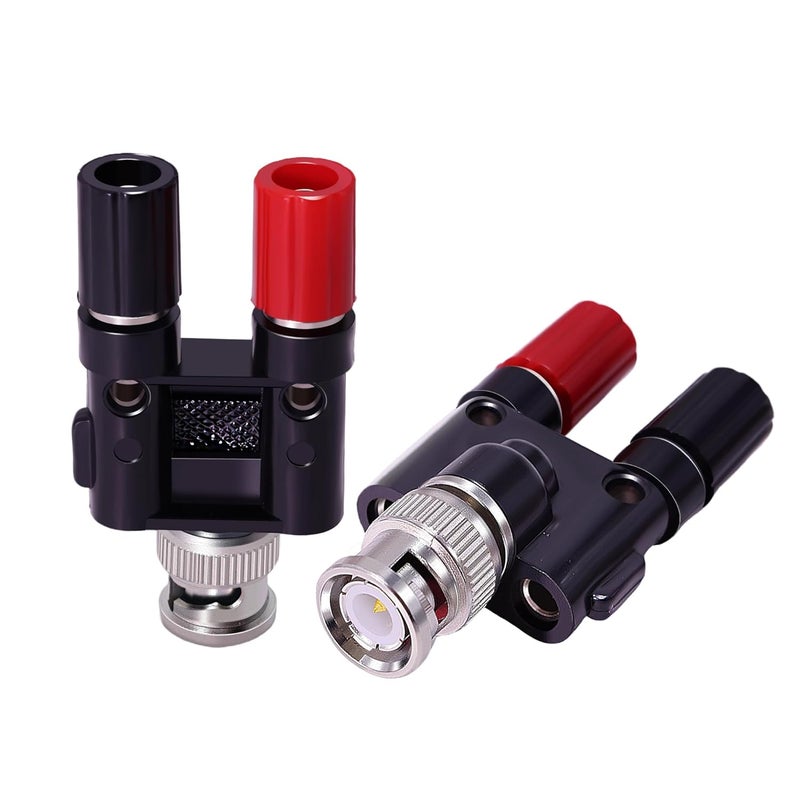 NARRIO 2Pcs BNC Male to 2X 4mm Dual Banana Female Jack Socket Binding Post Coax Coaxial Splitter Connector BNC Banana Adapter for HF Radio Antennas Oscilloscope DVM - Image 1